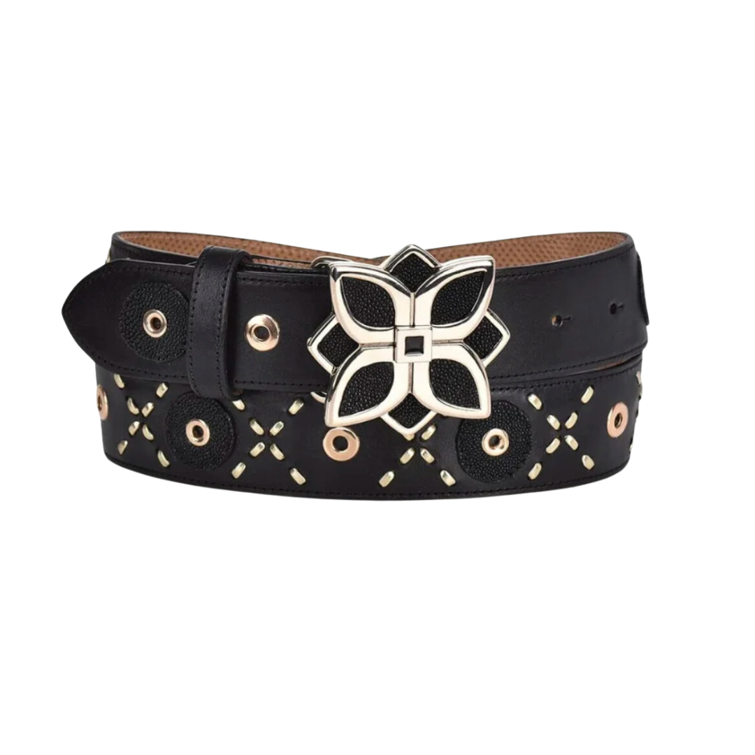 Cuadra BC250 LD Black Stingray Studs & Woven Belt – Rock display picture 3
