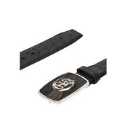 Cuadra BC306 MN Black Ostrich/Cowhide Exotic Strip Belt
