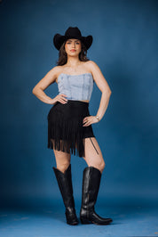 Tiered Fringe Mini Skirt