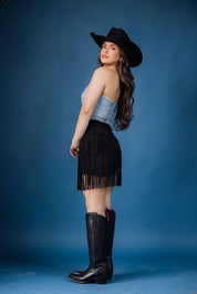 Tiered Fringe Mini Skirt