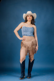 Tiered Fringe Mini Skirt