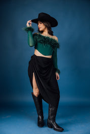 Stylish Wrap Skirt High Leg Slit Chic Fashion