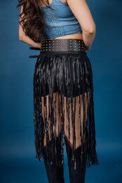 Long Fringe Faux Leather Belt