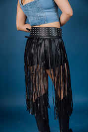 Long Fringe Faux Leather Belt