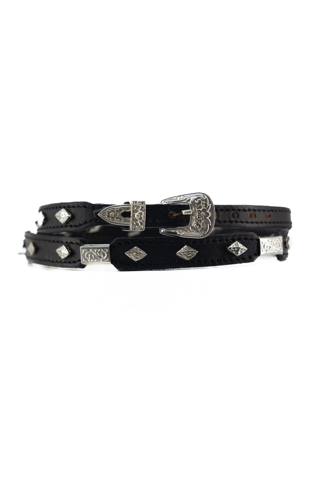3788 Black Diamond Shaped Rhinestone Hat Band, Faux Leather Belts For Cowboy Black Diamond Shaped Rhinestone Hat Band, Faux Leather Belts  main image 3