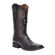 Cuadra CU678 MN Plunge Black Caiman Laser & Embroidery Square Toe