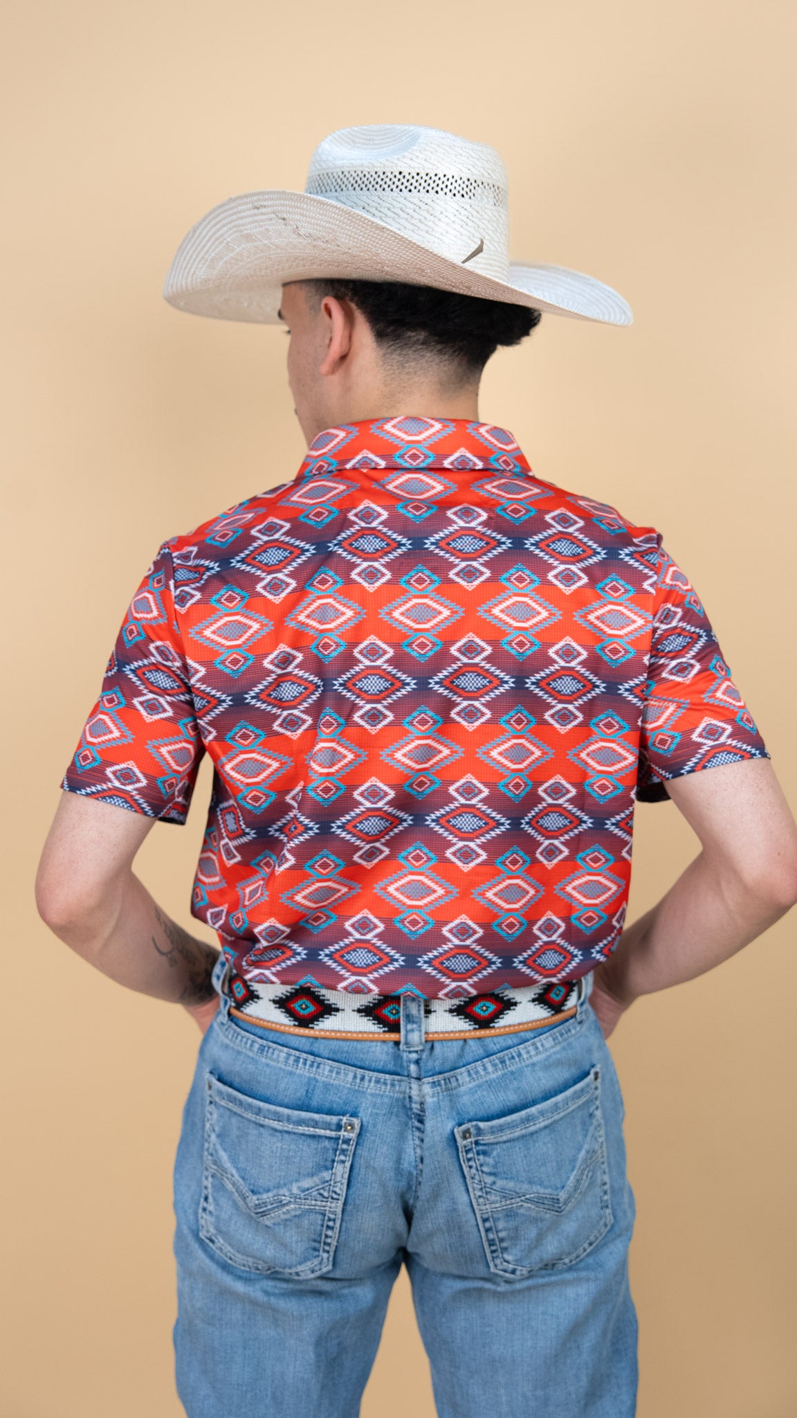 Rock & Roll Denim Men's Red Aztec Polo