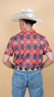 Rock & Roll Denim Men's Red Aztec Polo