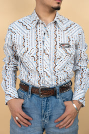 Rock & Roll Long Sleeve Digital Aztec Pearl Snap