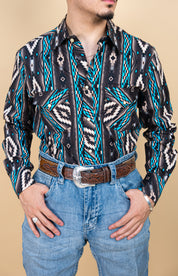 Rock & Roll Long Sleeve Peacock Aztec Pearl Snap