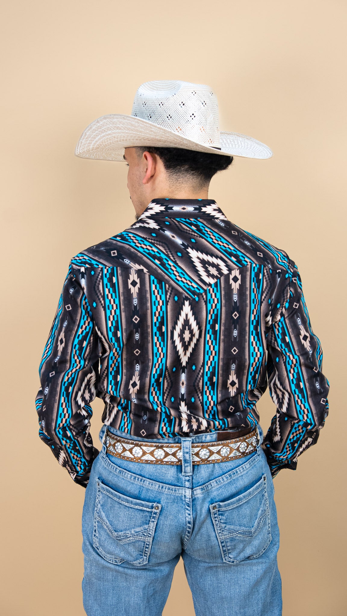 Rock & Roll Long Sleeve Peacock Aztec Pearl Snap