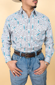 Panhandle Long Sleeve Rough Stock Aztec Pearl Snap