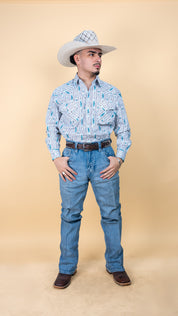 Panhandle Long Sleeve Rough Stock Aztec Pearl Snap