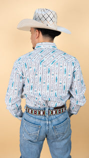 Panhandle Long Sleeve Rough Stock Aztec Pearl Snap