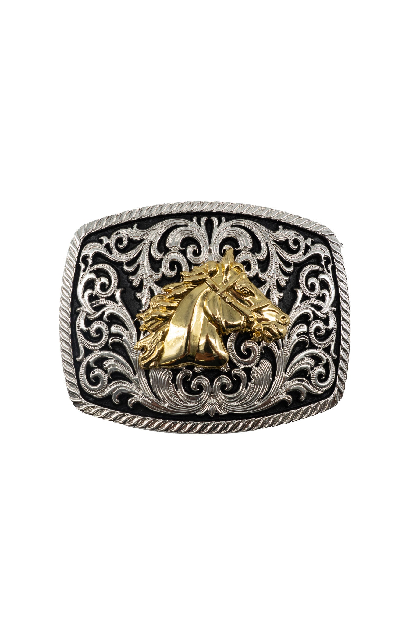 Intricate Scrollwork Noble Stallion Belt Buckle – Rock
