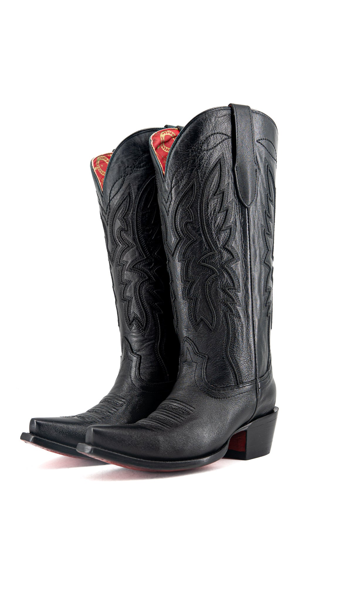 Alexia Red Bottom Snip Toe Midi Wide Calf Cowgirl Boot