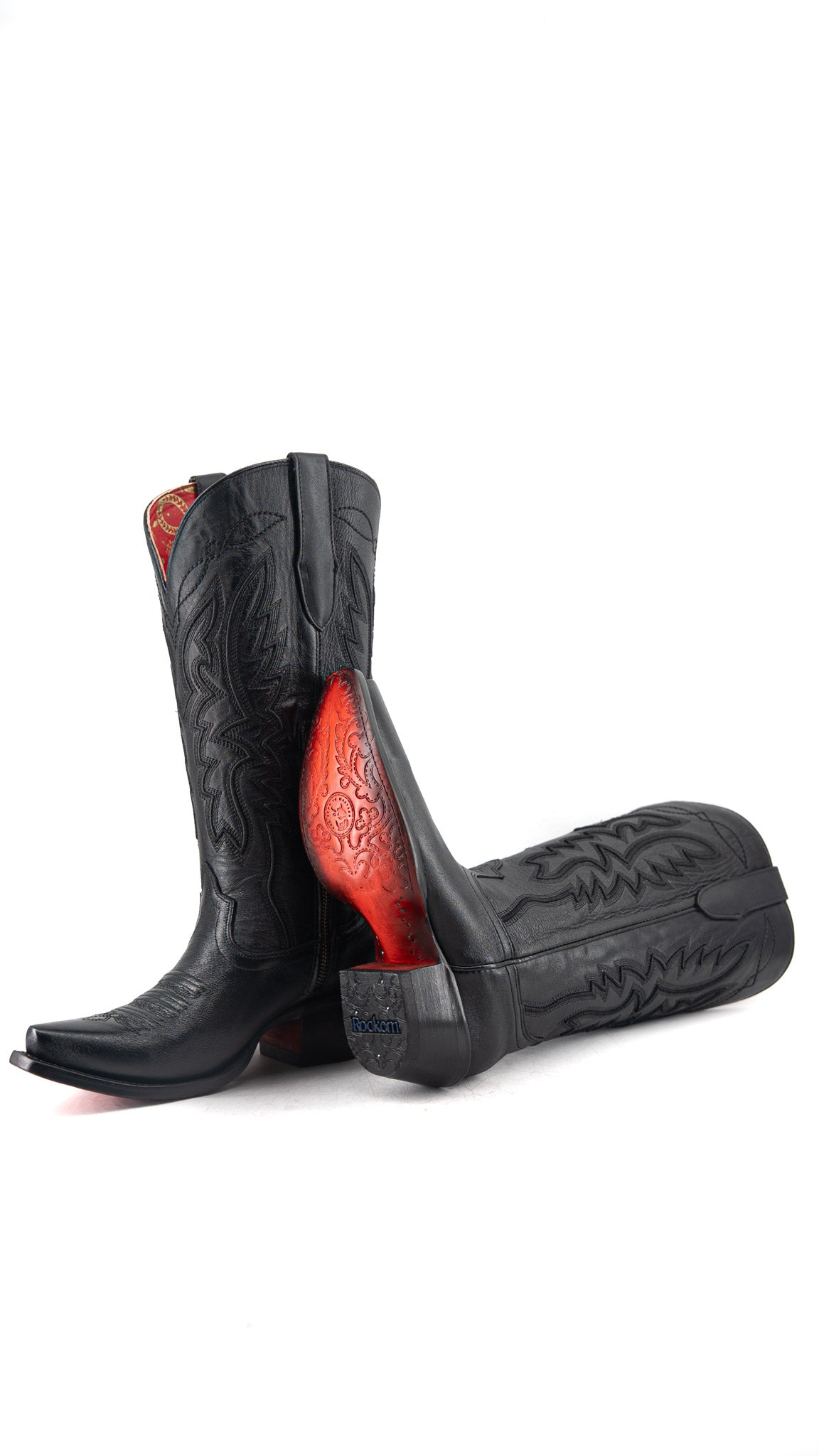 Alexia Red Bottom Snip Toe Midi Wide Calf Cowgirl Boot