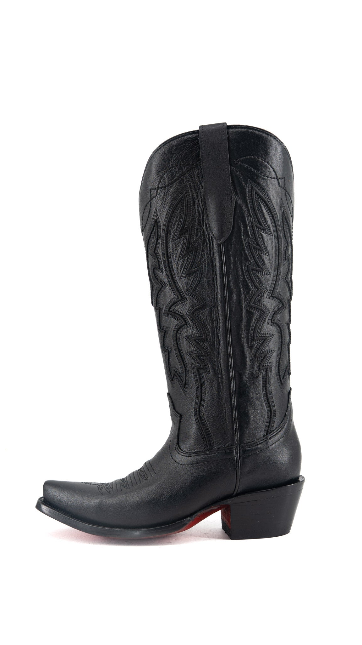 Alexia Red Bottom Snip Toe Midi Wide Calf Cowgirl Boot