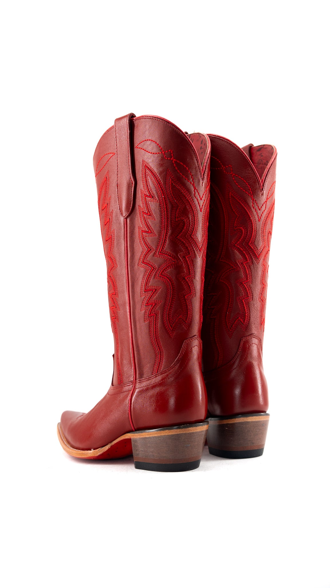 Alexia Red Bottom Snip Toe Midi Wide Calf Cowgirl Boot