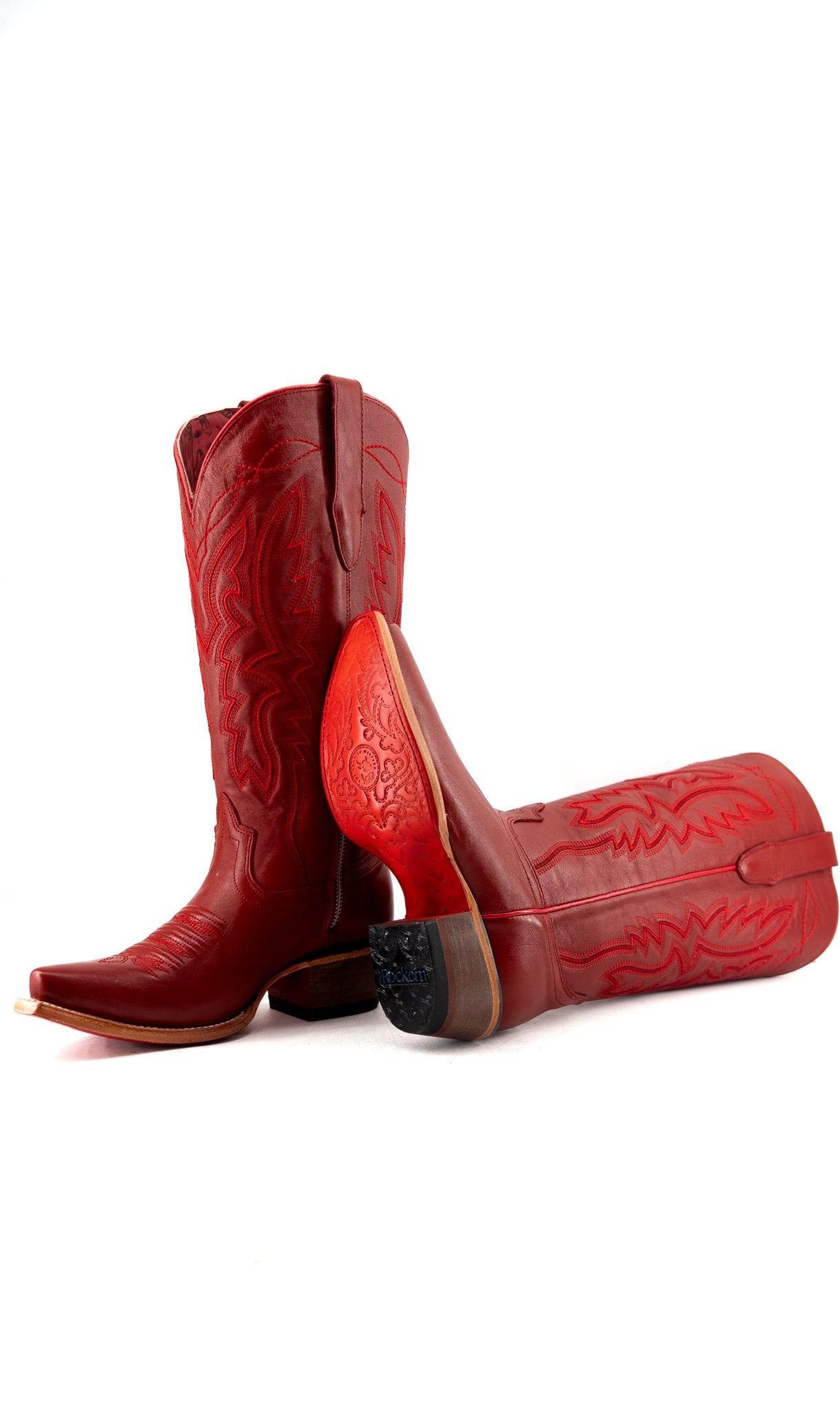 Alexia Red Bottom Snip Toe Midi Wide Calf Cowgirl Boot
