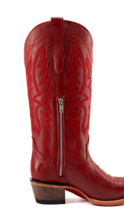 Alexia Red Bottom Snip Toe Midi Wide Calf Cowgirl Boot