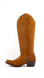 Georgina Suede Wide Calf Snip Toe Cowgirl Boot FINAL SALE
