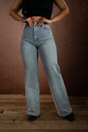 Celestial Sparkle High-Rise Wide-Leg Jeans