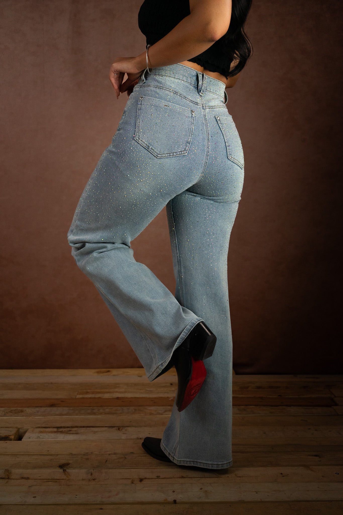 Celestial Sparkle High-Rise Wide-Leg Jeans