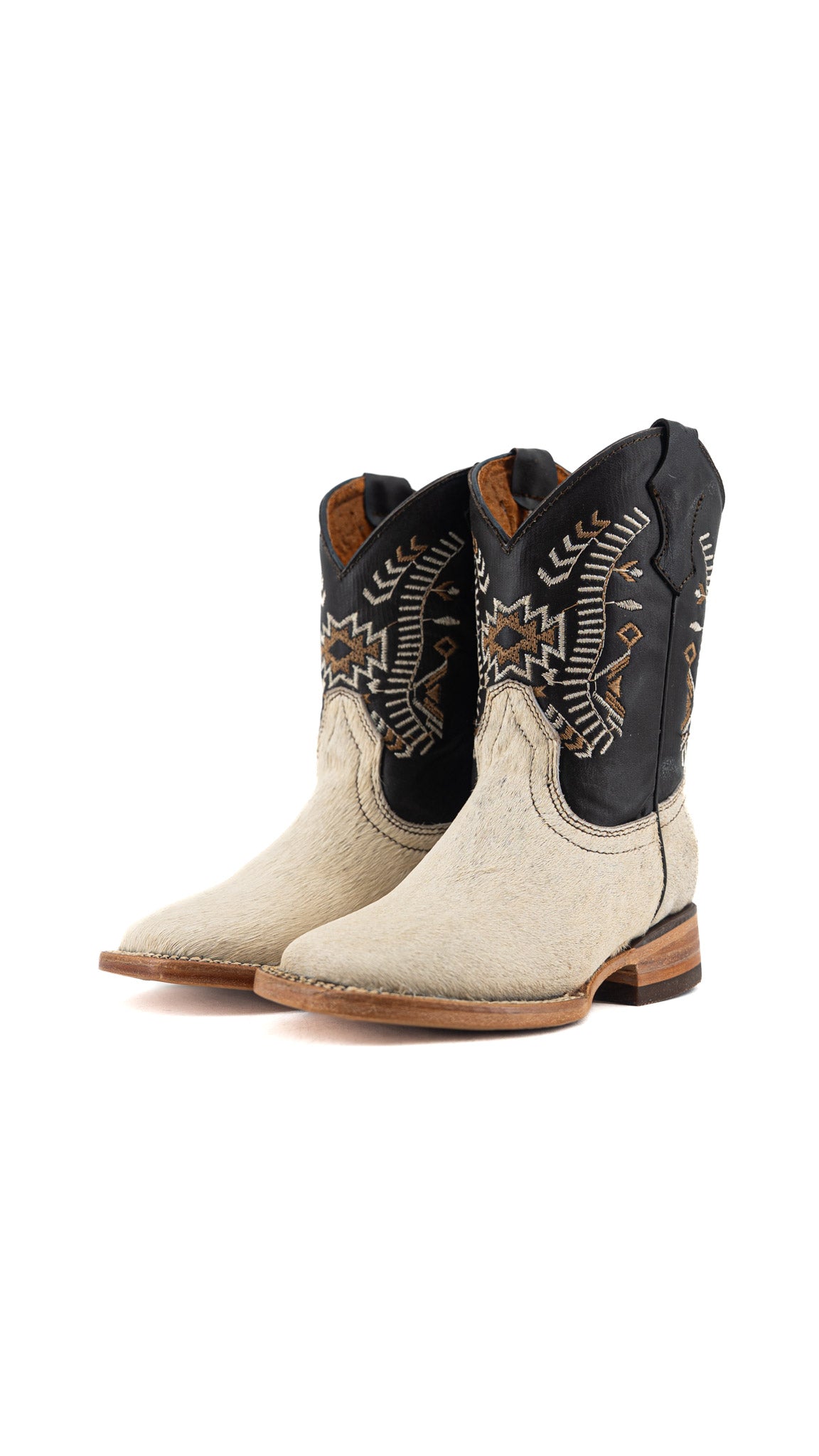 Aztec Cowhide Square Toe Kids Boot Size 12.5 Box AK29