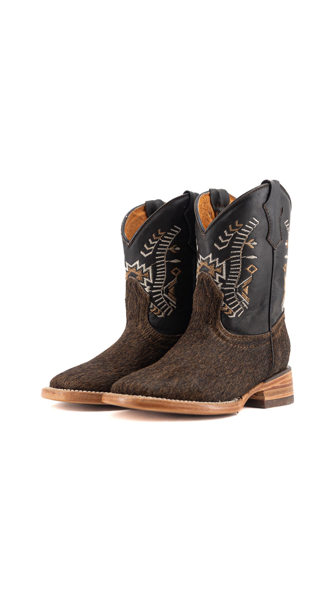 Aztec Cowhide Square Toe Kids Boot Size 13.5 Box AK30