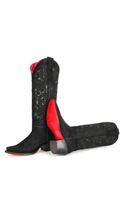 Ximena Suede Tall Red Bottom Snip Toe Cowgirl Boot