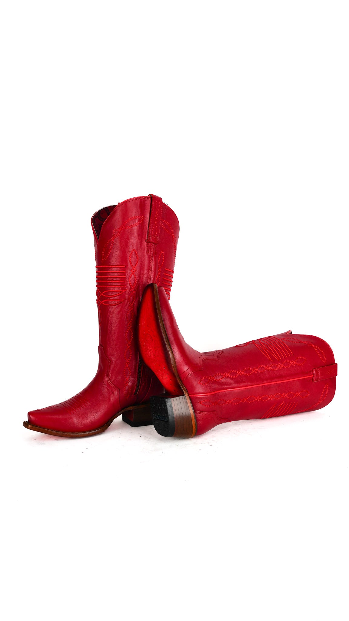 Dalia Midi Red Bottom Wide Calf Snip Toe Cowgirl Boot