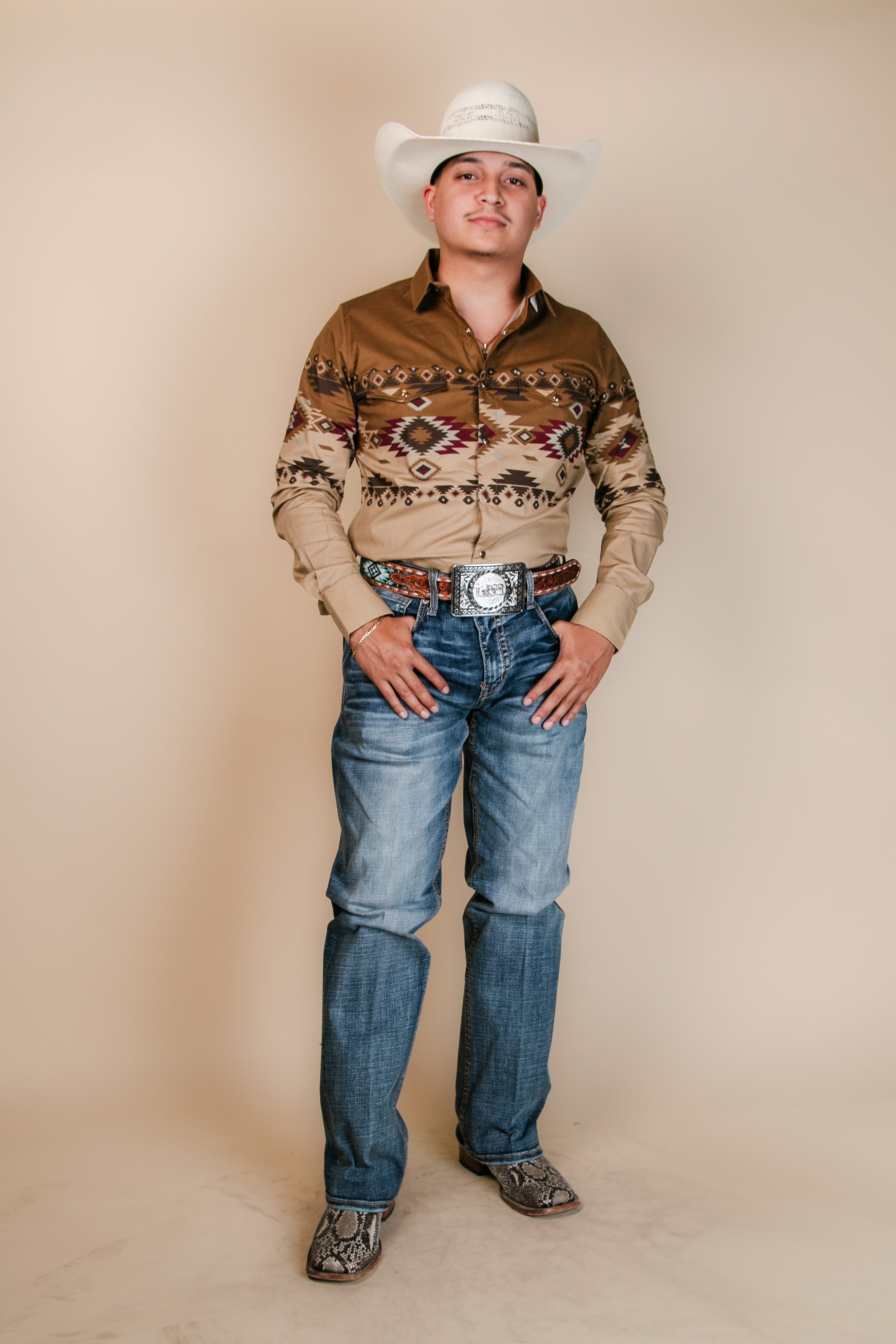 Platini Long Sleeve Richard Pearl Snap