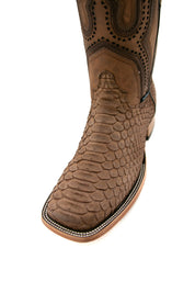 Exotic Python Matte Square Toe Cowboy Boot FINAL SALE