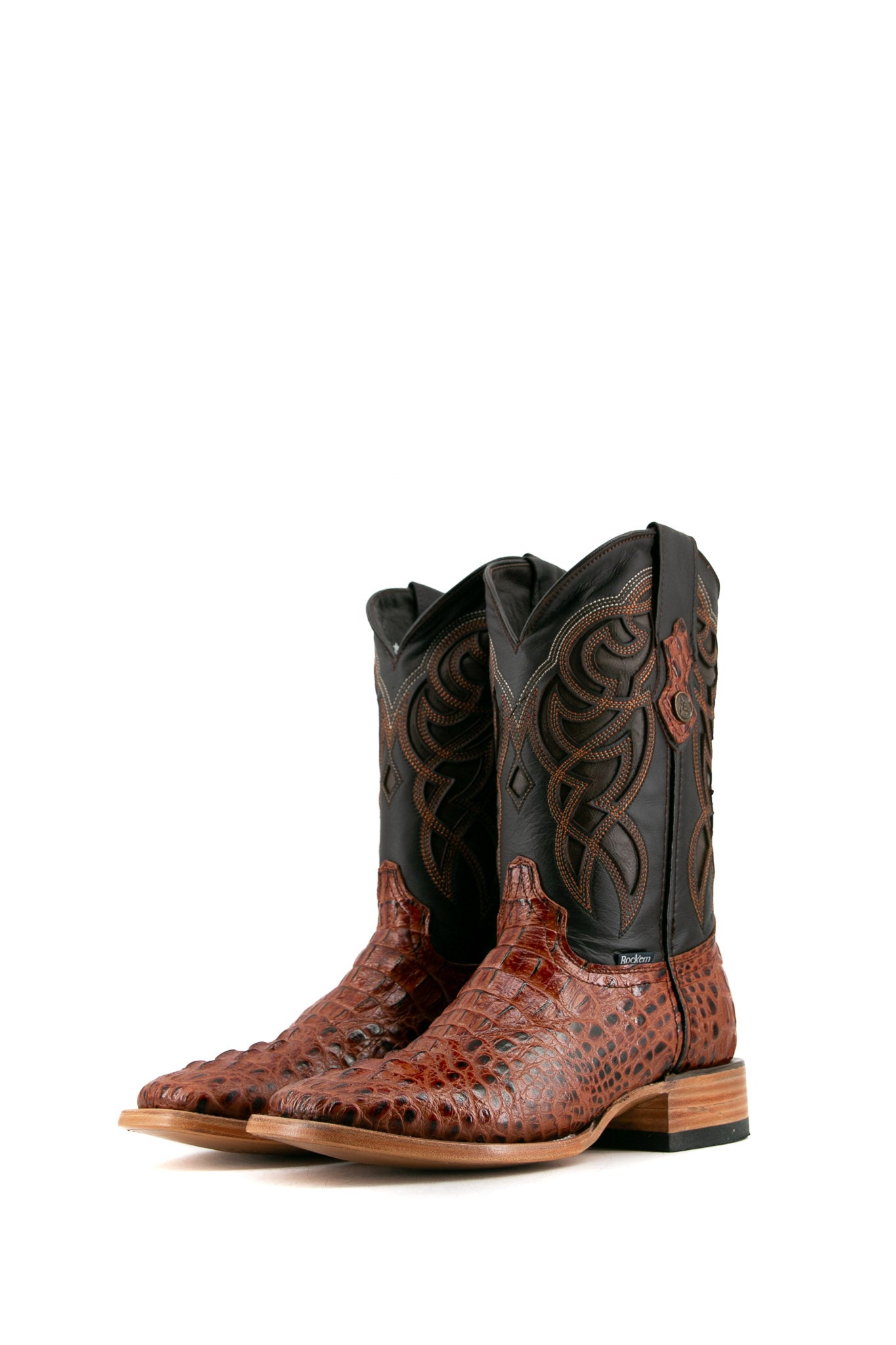 Rock\'em Men Leather Cowboy Boots Western Square Toe Sz 10 Hecho En Mexico Rock main image 3