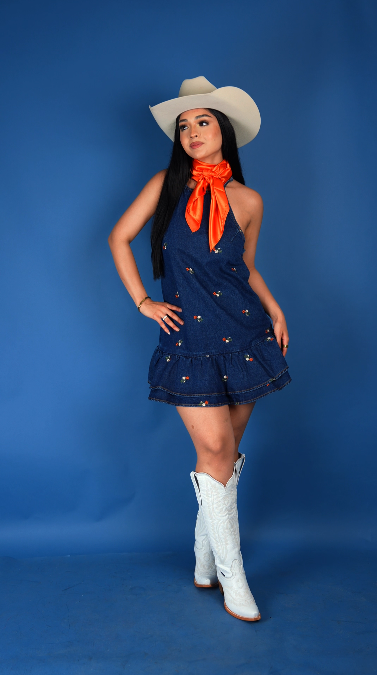 white christmas dresses DENIM ROSE DRESS