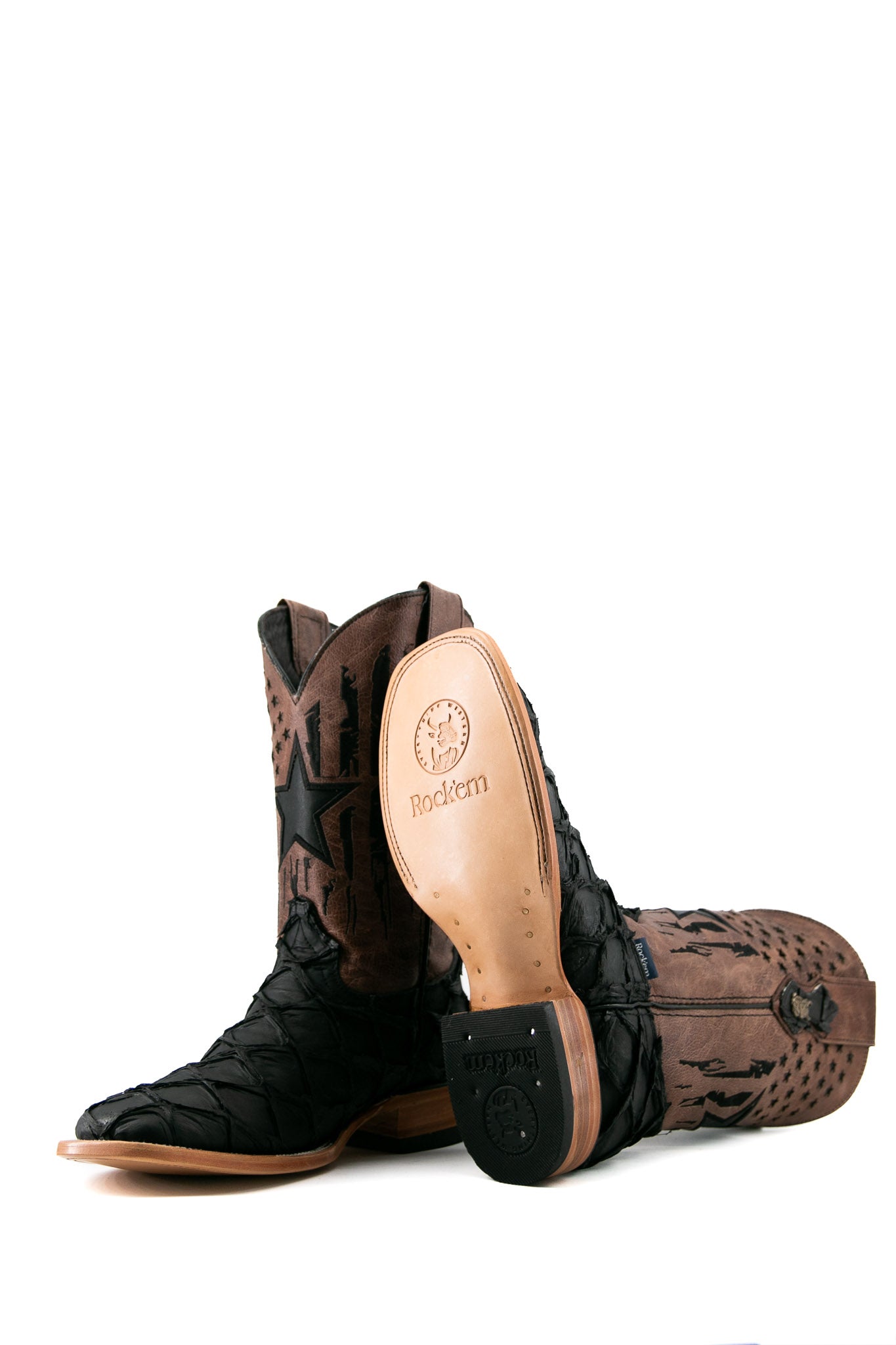 Clone Fish Pirarucu Matte Square Toe Cowboy Boot FINAL SALE