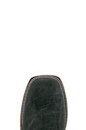 Top-down close-up of the midnight Rock'em Elephant cowboy boot vamp showing the elephant print detail and square toe.