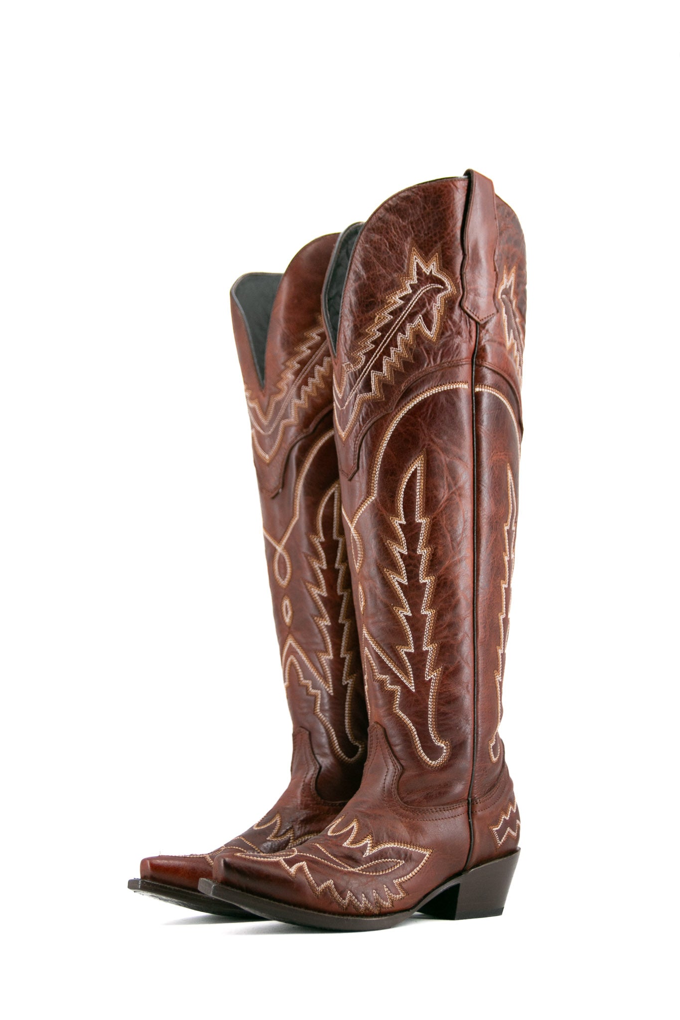 otono Montana Knee High Snip Toe Wide Calf Friendly Cowgirl Boot Black 8