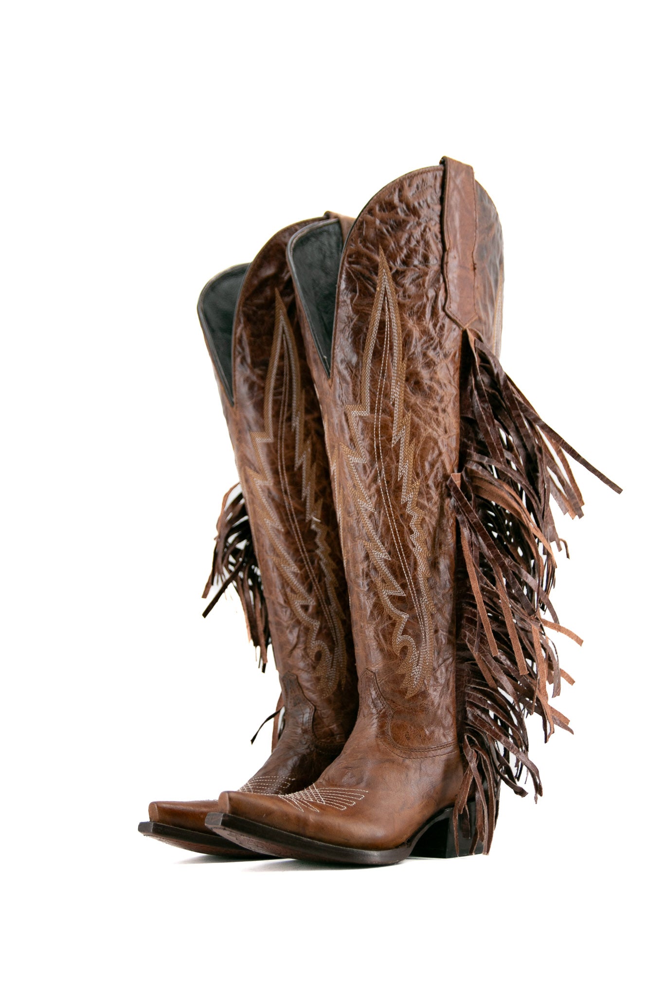 Brandy Tall Fringe Wide Calf Friendly Snip Toe Cowgirl Boot FINAL SALE