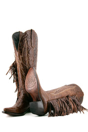 Brandy Tall Fringe Wide Calf Friendly Snip Toe Cowgirl Boot FINAL SALE
