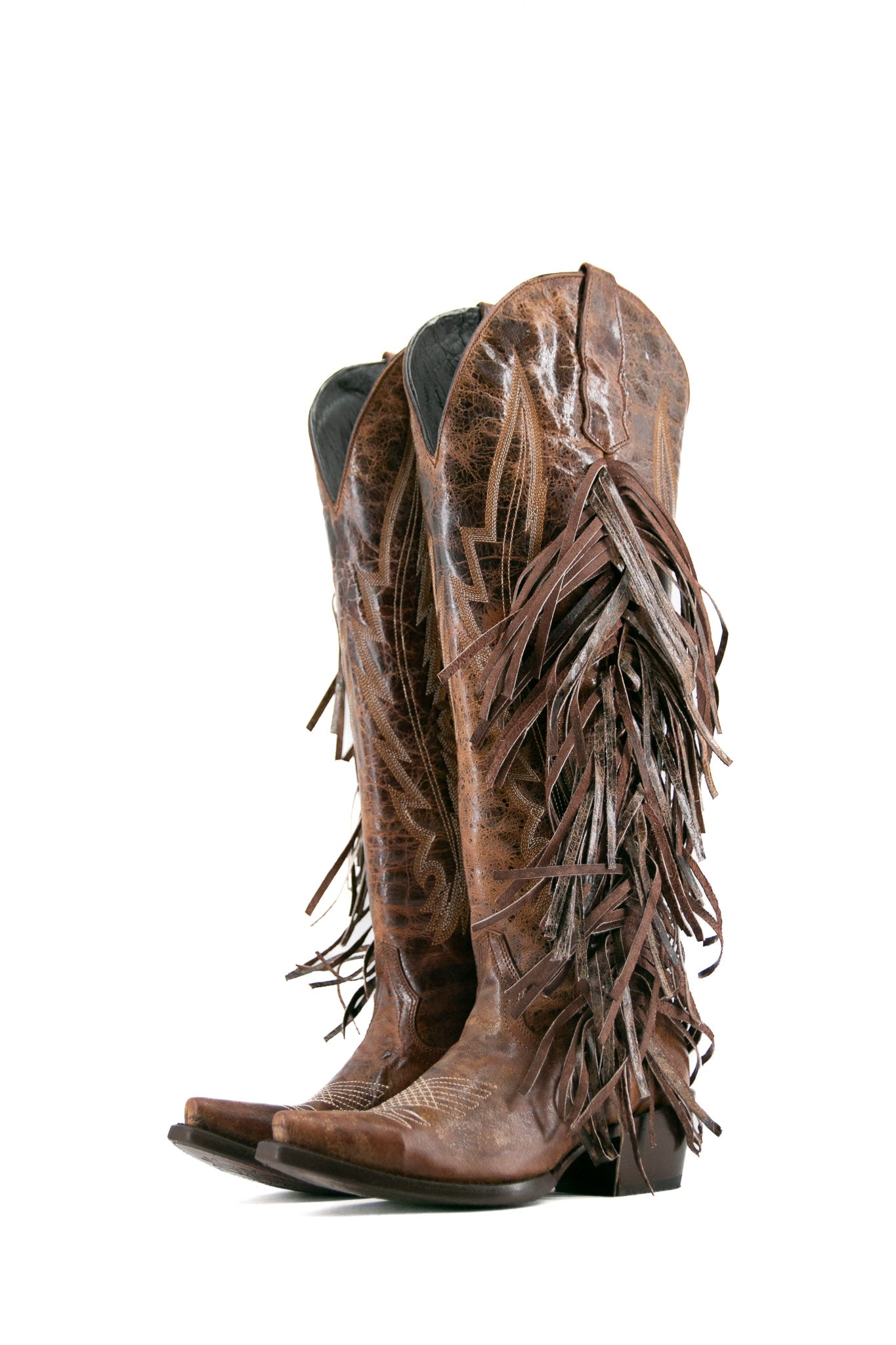Brandy Tall Fringe Wide Calf Friendly Snip Toe Cowgirl Boot FINAL SALE