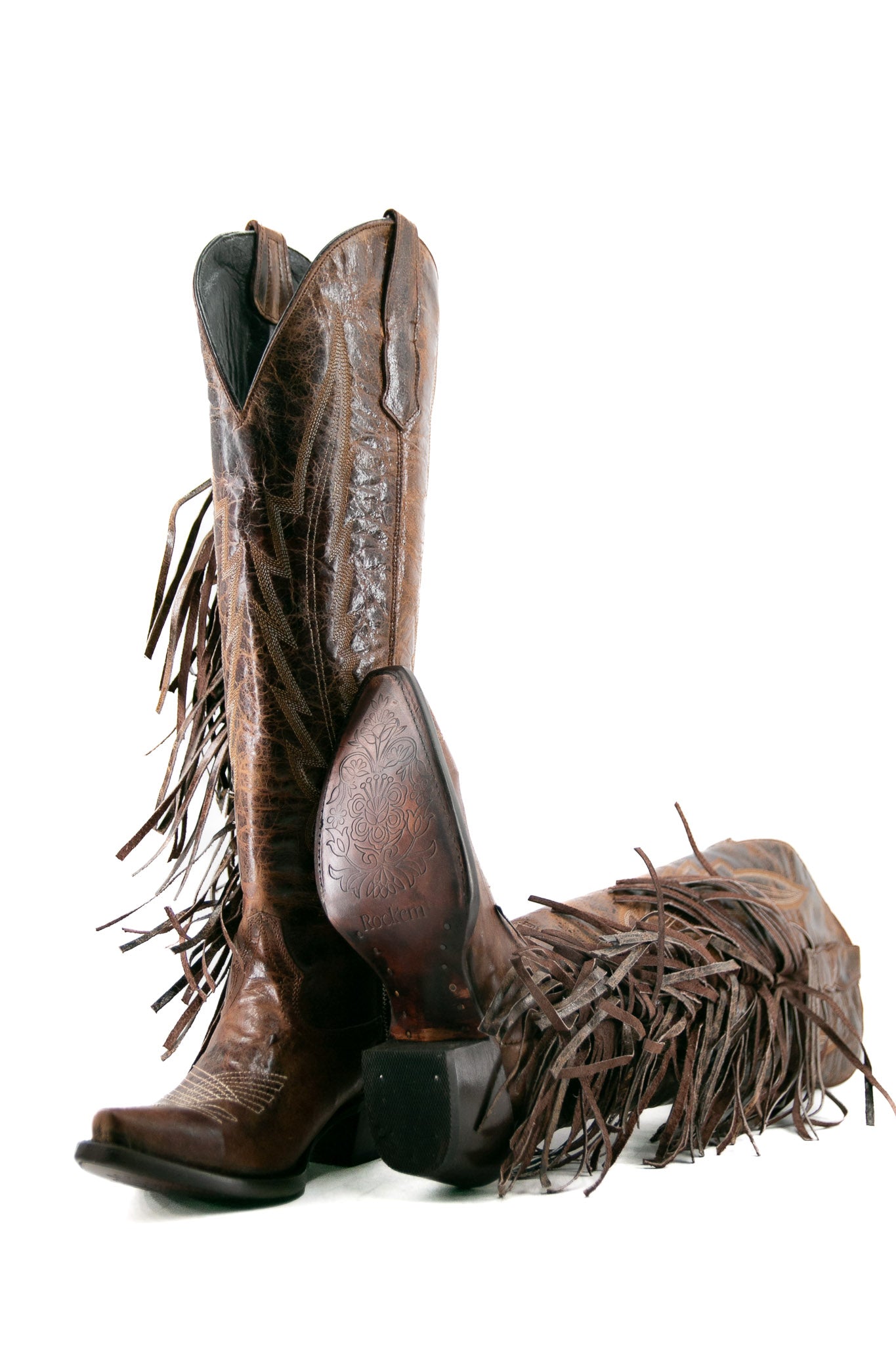 Brandy Tall Fringe Wide Calf Friendly Snip Toe Cowgirl Boot FINAL SALE