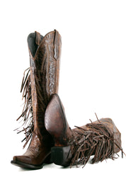Brandy Tall Fringe Wide Calf Friendly Snip Toe Cowgirl Boot FINAL SALE