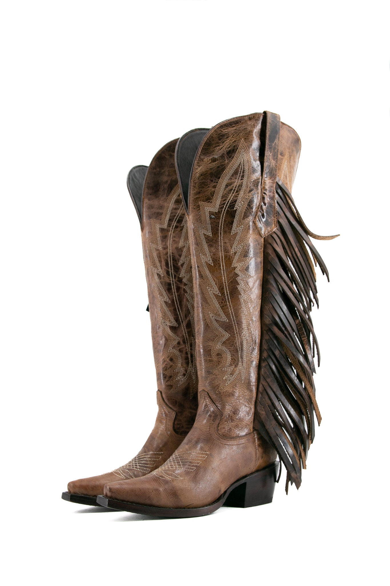 Brandy Tall Fringe Wide Calf Friendly Snip Toe Cowgirl Boot FINAL SALE