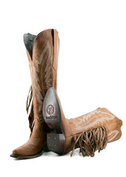 Brandy Tall Fringe Wide Calf Friendly Snip Toe Cowgirl Boot FINAL SALE