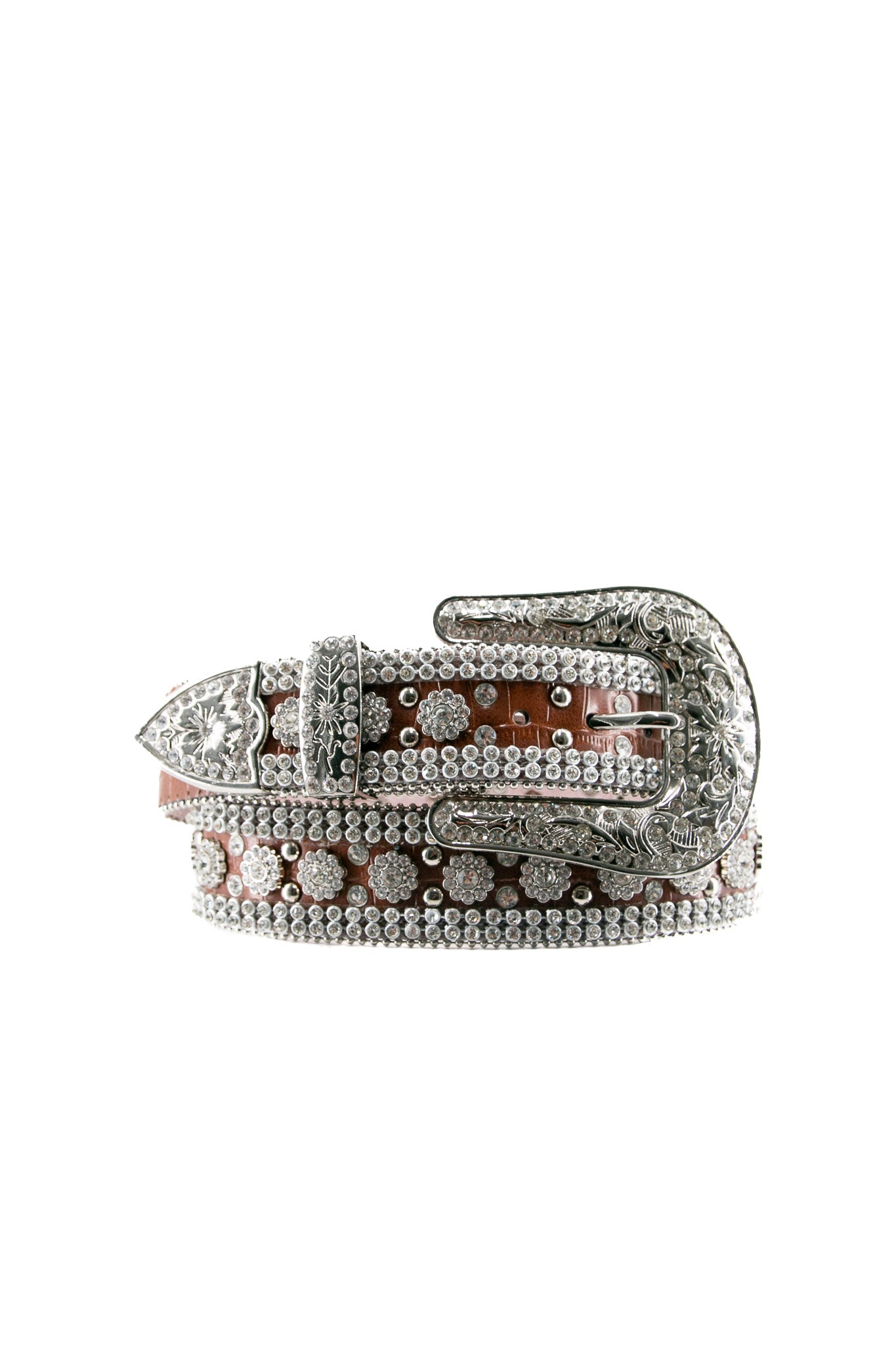 Angel Ranch Crystal Cowgirl Leather Belt in Brown Size S Angel Ranch1 1/2 main image 3