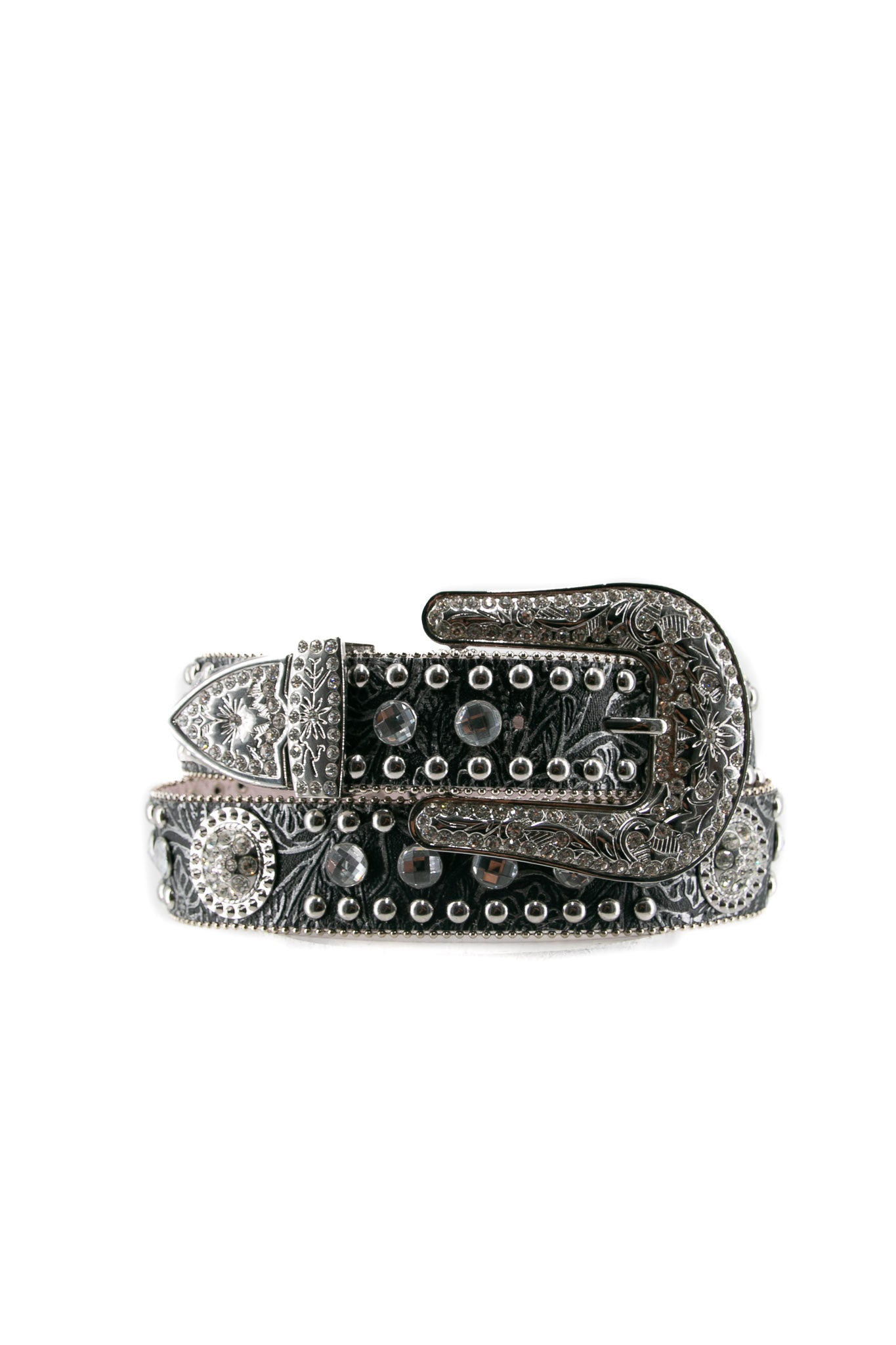 Leather rock rhinestone, leather belt Ace of Rhinestones Pyramid Studded Leather Belt – shop.AxeDr.com main image 2