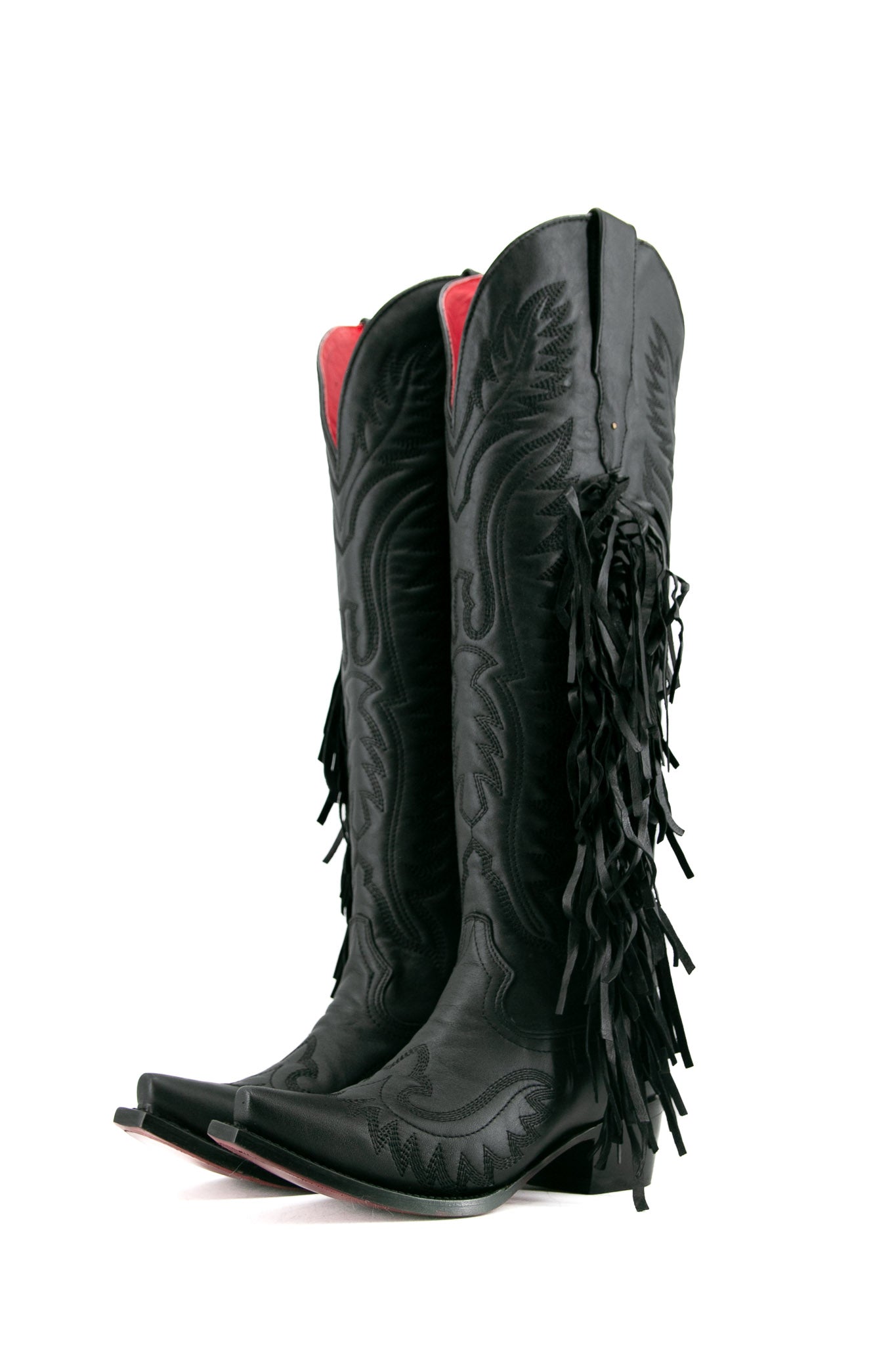 Briseida Fringe Tall Red Bottom Snip Toe Cowgirl Boot