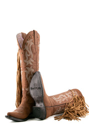 Adelise Tall Fringe Snip Toe Cowgirl Boot FINAL SALE
